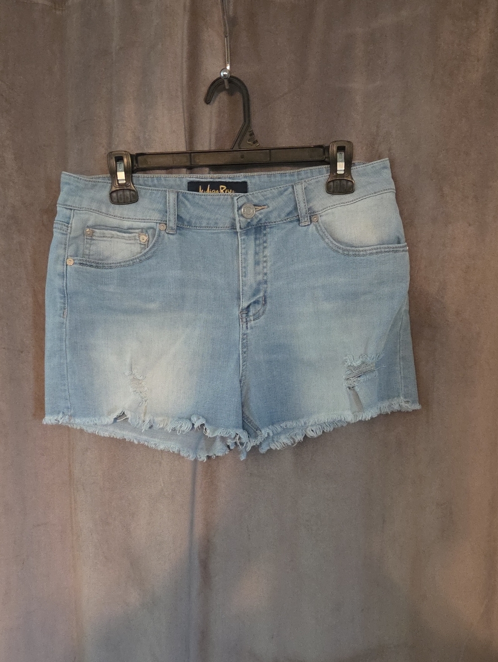 Indigo Rein Size 13/30 Light Blue Distressed Denim Shorts